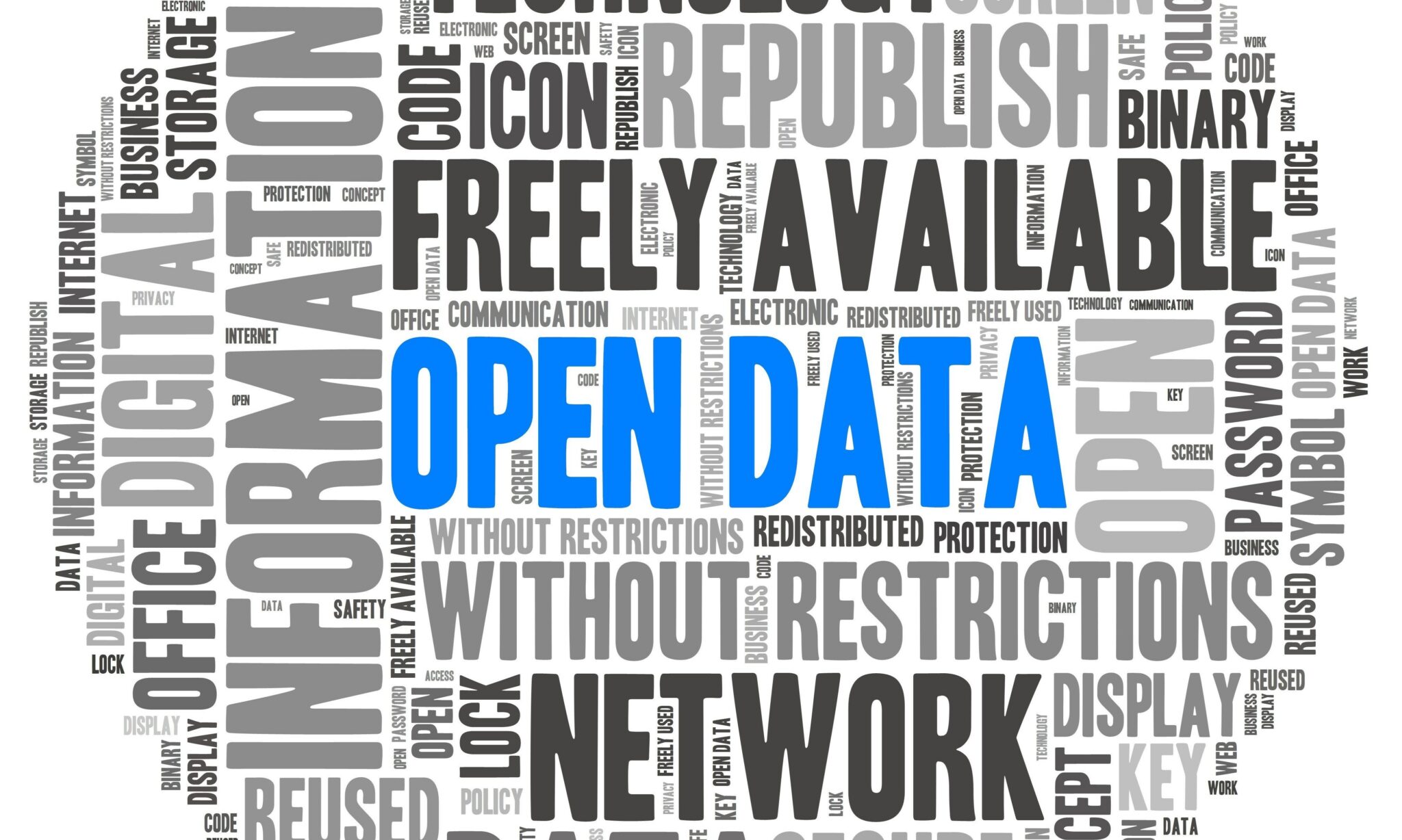 Open Data in word collage